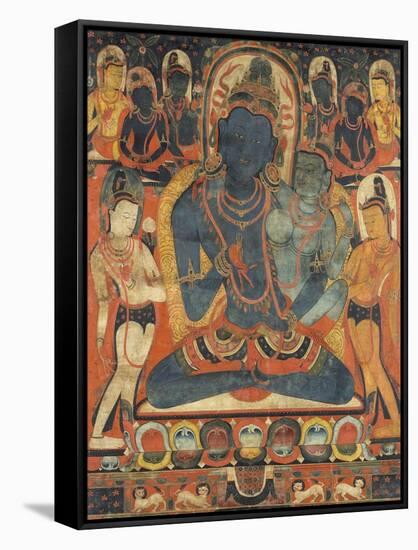 L'âdibuddha Vajrasattva (rDo-rje semsdpa') et sa parèdre-null-Framed Stretched Canvas