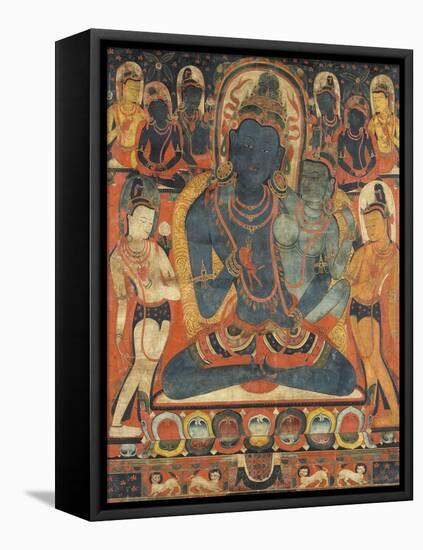 L'âdibuddha Vajrasattva (rDo-rje semsdpa') et sa parèdre-null-Framed Stretched Canvas