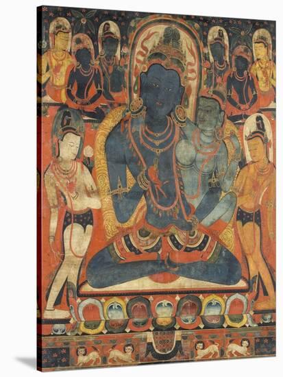 L'âdibuddha Vajrasattva (rDo-rje semsdpa') et sa parèdre-null-Stretched Canvas