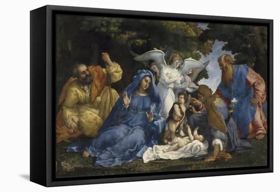 L'Adoration de l'Enfant Jésus-Lorenzo Lotto-Framed Stretched Canvas