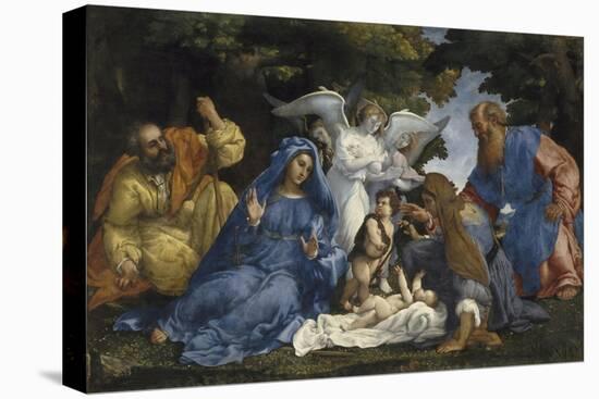 L'Adoration de l'Enfant Jésus-Lorenzo Lotto-Stretched Canvas