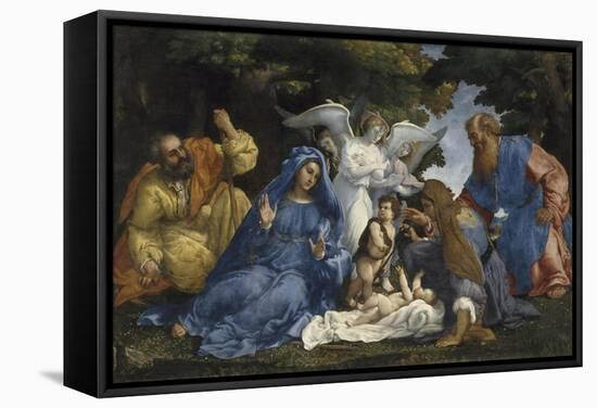 L'Adoration de l'Enfant Jésus-Lorenzo Lotto-Framed Stretched Canvas