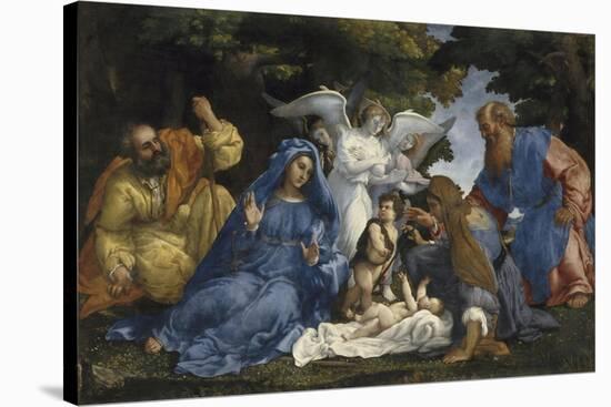 L'Adoration de l'Enfant Jésus-Lorenzo Lotto-Stretched Canvas