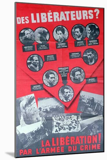 L'Affiche Rouge', Poster Depicting Members of the Manouchian Group, 1944-null-Mounted Giclee Print