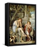 L'Agneau Cheri-Jean Baptiste Greuze-Framed Stretched Canvas