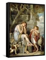 L'Agneau Cheri-Jean Baptiste Greuze-Framed Stretched Canvas