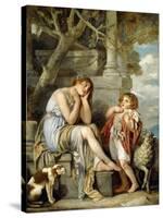 L'Agneau Cheri-Jean Baptiste Greuze-Stretched Canvas