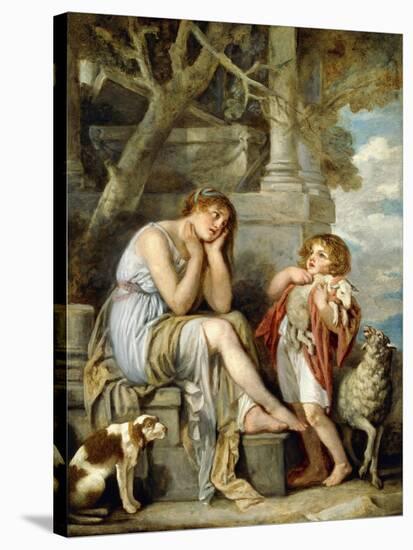 L'Agneau Cheri-Jean Baptiste Greuze-Stretched Canvas