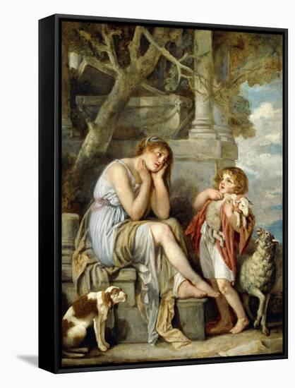 L'Agneau Cheri-Jean-Baptiste Greuze-Framed Stretched Canvas