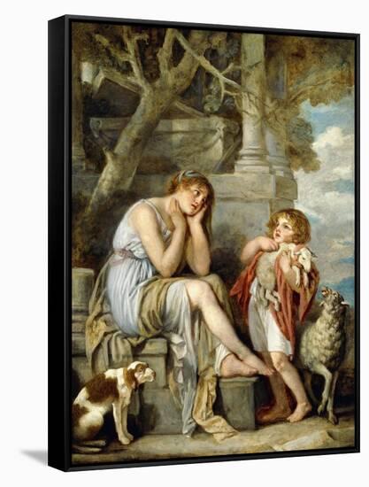 L'Agneau Cheri-Jean-Baptiste Greuze-Framed Stretched Canvas