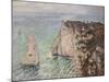 L'Aiguille and the Porte D'Eval, Etretat, 1886-Claude Monet-Mounted Giclee Print