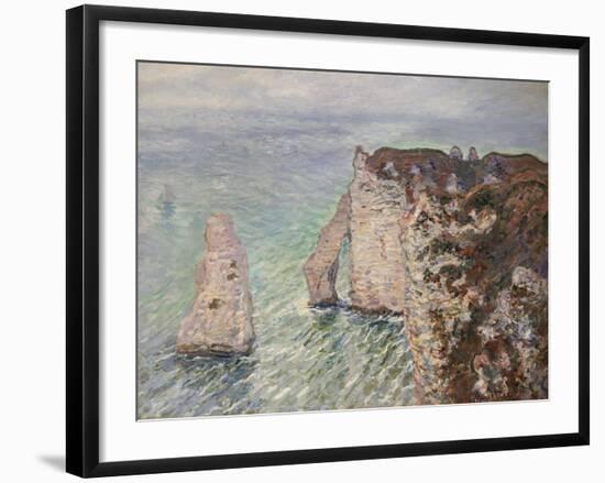 L'Aiguille and the Porte D'Eval, Etretat, 1886-Claude Monet-Framed Giclee Print