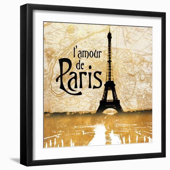 L'amour de Paris Gold-Dan Meneely-Framed Art Print