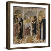 L'Annonciation et quatre saints. Avec saint Jean-Baptiste, saint Antoine, sainte Catherine et-Cosimo Rosselli-Framed Giclee Print