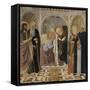 L'Annonciation et quatre saints. Avec saint Jean-Baptiste, saint Antoine, sainte Catherine et-Cosimo Rosselli-Framed Stretched Canvas