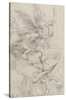 L'archange Saint Michel terrassant le dragon-Domenico Fiasella-Stretched Canvas