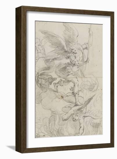 L'archange Saint Michel terrassant le dragon-Domenico Fiasella-Framed Giclee Print