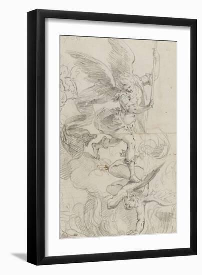 L'archange Saint Michel terrassant le dragon-Domenico Fiasella-Framed Giclee Print