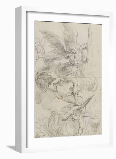 L'archange Saint Michel terrassant le dragon-Domenico Fiasella-Framed Giclee Print