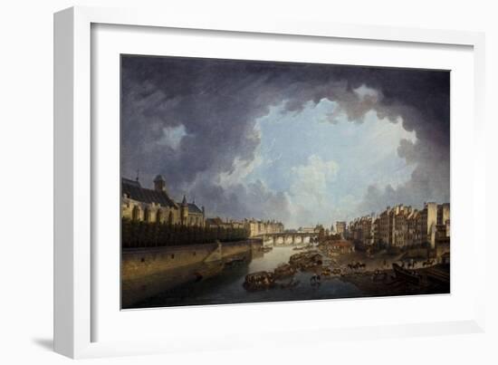 L'Archevêché, le pont de la Tournelle et le quai Saint-Bernard, vus de l'Hôtel-Dieu-Pierre-Antoine Demachy-Framed Giclee Print