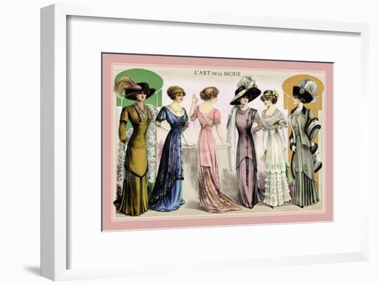 L'Art de la Mode: An Assortment of Elegant Gowns-null-Framed Art Print