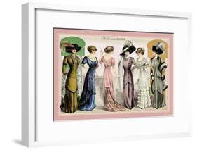 L'Art de la Mode: An Assortment of Elegant Gowns-null-Framed Art Print