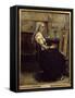 L'atelier Ou Woman Devant Un Easel Painting by Camille Corot (1796-1875) 1870 Sun. 0,63X0,48 M Lyon-Jean Baptiste Camille Corot-Framed Stretched Canvas