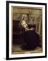 L'atelier Ou Woman Devant Un Easel Painting by Camille Corot (1796-1875) 1870 Sun. 0,63X0,48 M Lyon-Jean Baptiste Camille Corot-Framed Premium Giclee Print