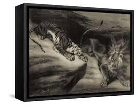 L'attaque du tigre-Louis Boulanger-Framed Stretched Canvas
