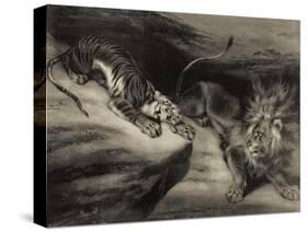 L'attaque du tigre-Louis Boulanger-Stretched Canvas