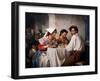 L'auberge Romaine  (In a Roman Osteria) Un Jeune Homme Au regard Menacant Et Deux Jeunes Femmes Du-Carl Bloch-Framed Giclee Print