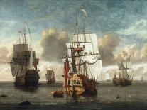 A Calm with British Shipping at Anchor-L^ deMan-Stretched Canvas