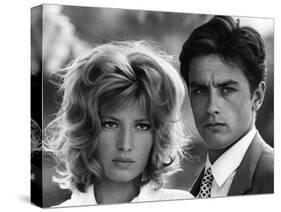 L'eclipse by Michelangelo Antonioni with Alain Delon and Monica Vitti, 1962 (b/w photo)-null-Stretched Canvas