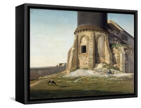 L'église de Montmartre, avec la tour du télégraphe Chappe-Etienne Bouhot-Framed Stretched Canvas
