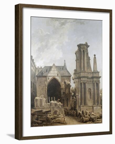 L'église des Feuillants en démolition-Hubert Robert-Framed Giclee Print