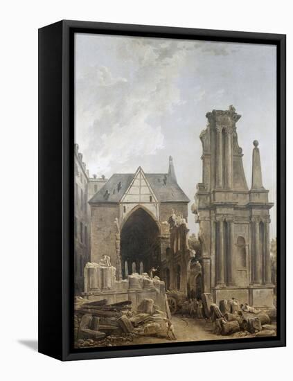 L'église des Feuillants en démolition-Hubert Robert-Framed Stretched Canvas