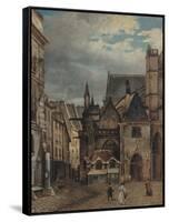 L'église Saint-Germain-L'Auxerrois et la rue Chilpéric, vers 1830-null-Framed Stretched Canvas