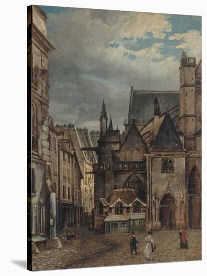 L'église Saint-Germain-L'Auxerrois et la rue Chilpéric, vers 1830-null-Stretched Canvas