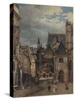 L'église Saint-Germain-L'Auxerrois et la rue Chilpéric, vers 1830-null-Stretched Canvas