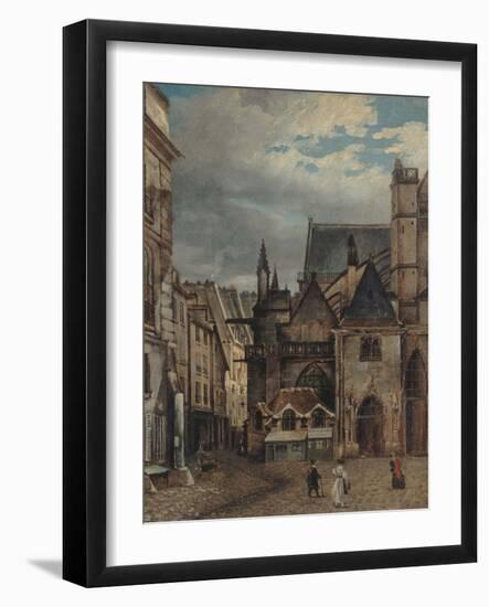 L'église Saint-Germain-L'Auxerrois et la rue Chilpéric, vers 1830-null-Framed Giclee Print