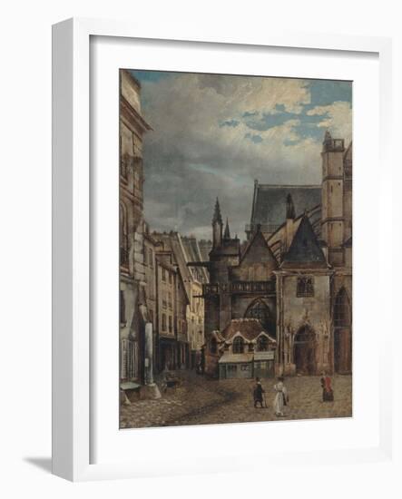 L'église Saint-Germain-L'Auxerrois et la rue Chilpéric, vers 1830-null-Framed Giclee Print