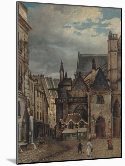 L'église Saint-Germain-L'Auxerrois et la rue Chilpéric, vers 1830-null-Mounted Giclee Print