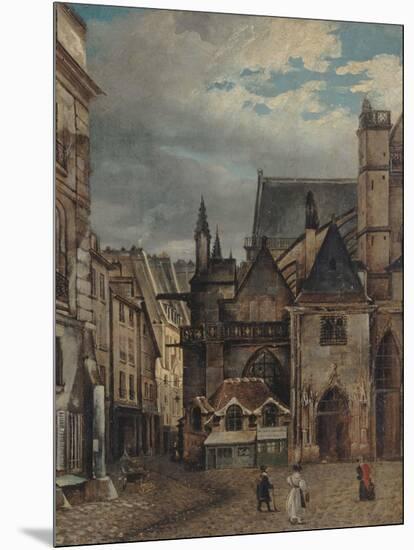 L'église Saint-Germain-L'Auxerrois et la rue Chilpéric, vers 1830-null-Mounted Giclee Print