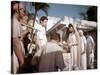 L'egyptien (THE EGYPTIAN) by Michael Curtiz with Edmund Purdom and Jean Simmons, 1954 (photo)-null-Stretched Canvas