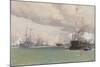 L'entente Cordiale: the Royal Yacht Victoria & Albert III Reviewing the Anglo-French Fleet in Cowes-Eduardo de Martino-Mounted Giclee Print