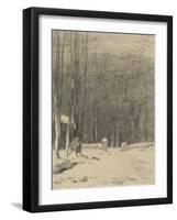 L'entr?de la for?de Barbizon; effet de neige-Jean-François Millet-Framed Giclee Print