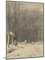 L'entr?de la for?de Barbizon; effet de neige-Jean-François Millet-Mounted Giclee Print