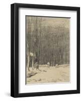 L'entr?de la for?de Barbizon; effet de neige-Jean-François Millet-Framed Giclee Print