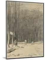 L'entr?de la for?de Barbizon; effet de neige-Jean-François Millet-Mounted Giclee Print