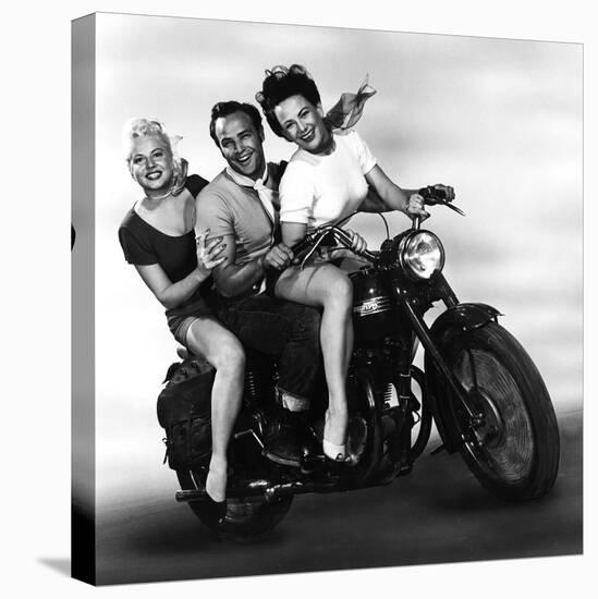 L'Equipee Sauvage THE WILD ONE by Laszlo Benedek with Marlon Brando and Mary Murphy, 1953 (b/w phot-null-Stretched Canvas
